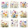 9pcs Colorful Wild Flowers Iron-on Transfers For T-shirts, Heat Transfer Vinyl Decals, Mixed Color, Pocket Size Patches For Diy Crafts And Clothing Decoration