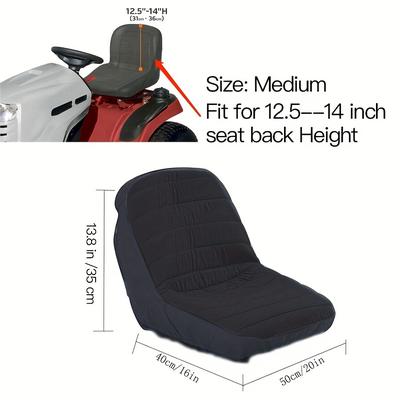 "TEMU 1pc Riding Lawn Mower Seat Cover, Waterproof Tractor Seat Cover Fits Tractor Seat Backrests 12""-14"" Without Armrests"