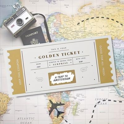Golden Ticket Scratch Off Surprise Cards - 2/5 Pack - Ideal For Holidays, Birthdays, Special Occasions - Perfect Gift For Him/her - No Battery Required