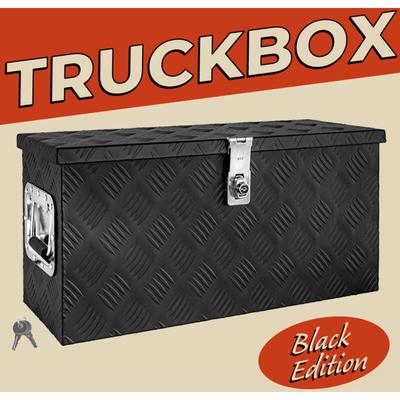 Trucky - Deichselbox Schwarz Werkzeugkasten Truckbox Alu Box Anhänger Kiste mit Deckel Abschließbar Image