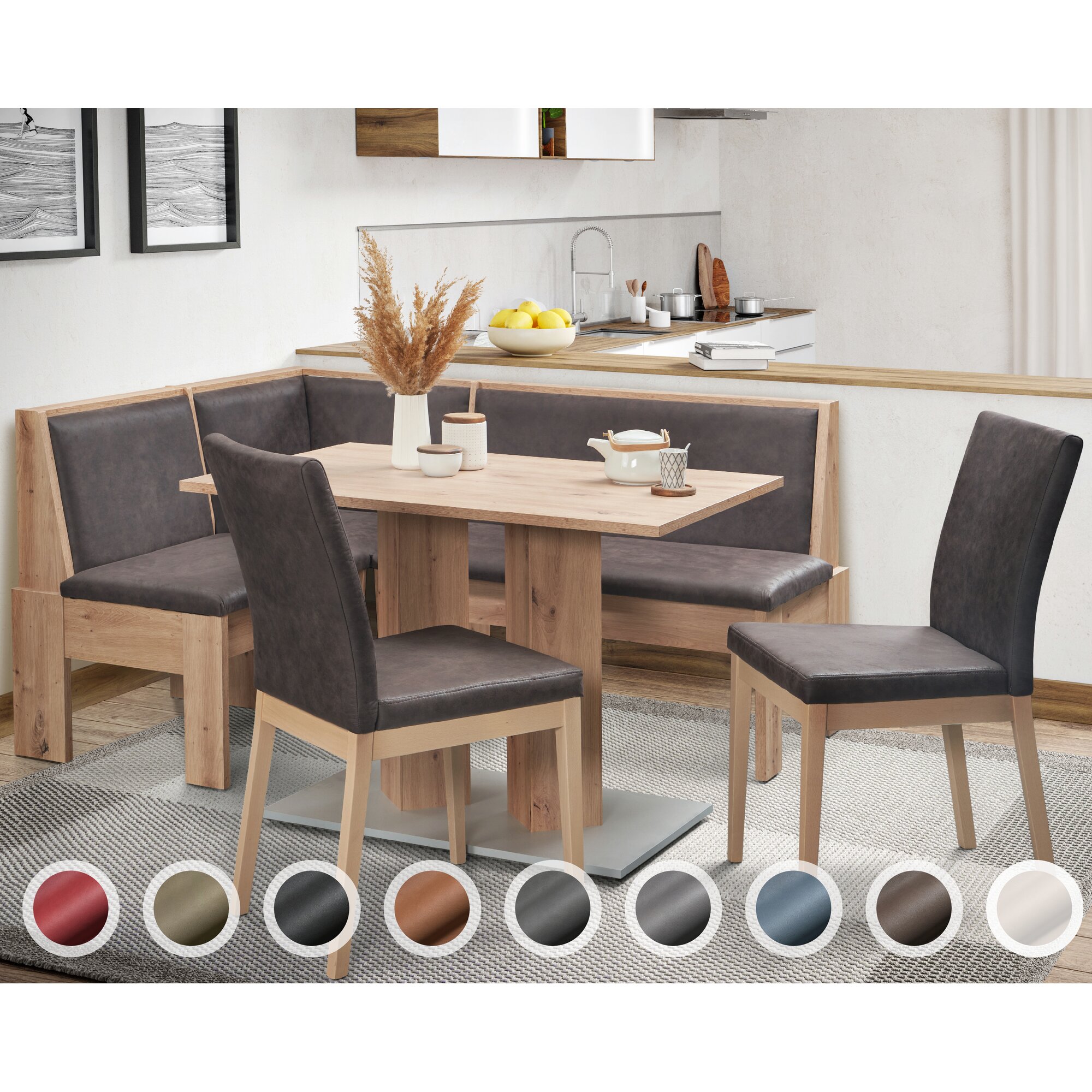 Schösswender »Inka« Eckbankgruppe II 157x197 cm / Gavin 04 hellbraun / geschlossen / Spitzecke / Appalachian Oak Dekor Image