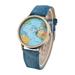 Kangnenghuishiye Travel By Plane Map Women Dress Watch Denim Fabric Band Wrist Watch