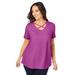 Plus Size Women's Stretch Cotton Crisscross Strap Tee by Jessica London in Deep Orchid (Size 3X)