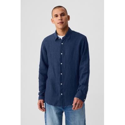 Gap Mens Blue 100% Linen Long Sleeve Shirt - Blue
