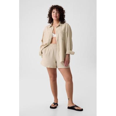 Gap Womens Beige Crinkle Cotton Pull On Short - Beige