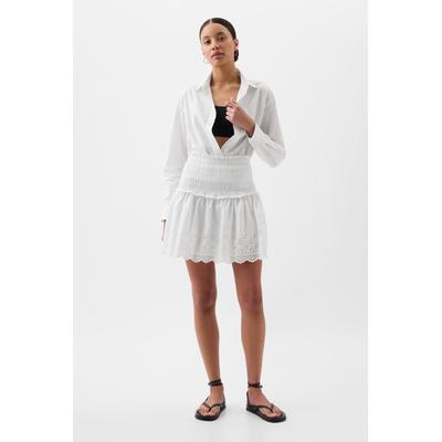 Gap Womens White Smocked Eyelet Mini Skirt - White