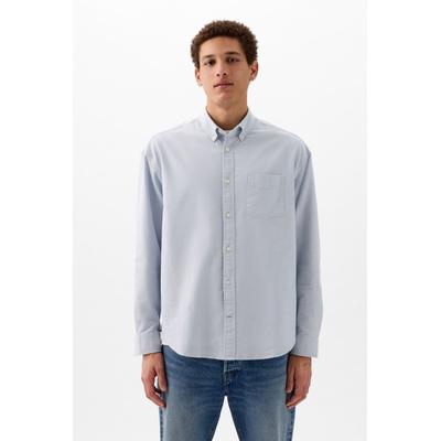 Gap Mens Blue Long Sleeve Oversized Oxford Shirt - Blue