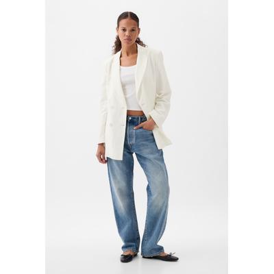 Gap Womens White Linen Cotton Belted Blazer - White
