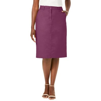 Plus Size Women's Stretch Cotton Chino Skirt by Jessica London in Deep Claret (Size 26 W)