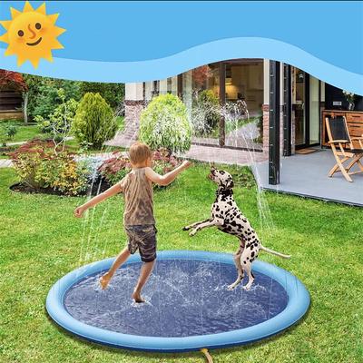 Splash Pad, 39in/59in/67in Anti-Slip Splash Pad for Kids Dogs Thickened Dog Pool Splash Sprinkler Pad Durable Summer Outdoor Water Toys for Baby Toddler Boys Girls Pet