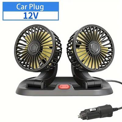Dual Head USB Car Fan - High/Low Speeds Adjustable 5V/12V/24V Power - Effortless Car Cooling Solution for Portable Comfort