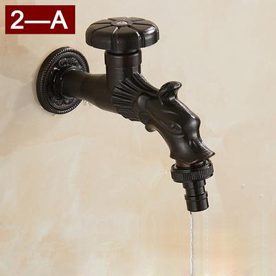 Luxury Retro Style Washing Machine Water Tap with Threaded End, Single Handle One Hole Wash Basin Tap in Black Antique Brass Oil Rubbed Bronze, Outdoor Faucet with Ceramic Valve