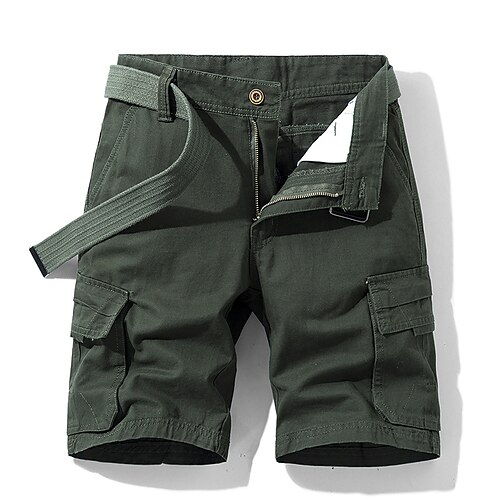 Herren Taktische Shorts Cargo Shorts Kurze Hosen Shorts Kurze Hosen Knopf Tasche Glatt tragbar Kurz Outdoor Täglich Campen und Wandern Modisch Klassisch Schwarz Armeegrün Image
