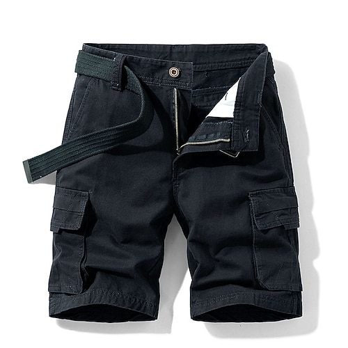 Herren Taktische Shorts Cargo Shorts Kurze Hosen Shorts Kurze Hosen Knopf Tasche Glatt tragbar Kurz Outdoor Täglich Campen und Wandern Modisch Klassisch Schwarz Armeegrün Image