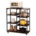 Bamboo Kitchen Baker's Rack,4-Tier+4-Tier Coffee Bar, Microwave Oven Stand, Large Capacity Utility Storage Shelf Cart on Wheels