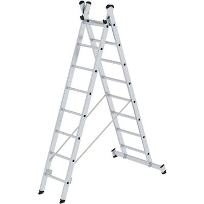 Günzburger Steigtechnik Mehrzweckleiter 2tlg. mit nivello-Traverse 2 x 8 Sprossen - 031216 Image