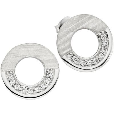 Paar Ohrstecker BRUNO BANANI "Schmuck Geschenk Silber 925 Ohrringe Kreis rund, B0249E/90/03/", silber (silberfarben, kristallweiß, kristallweiß), Ohrringe, Damen, Silber 925 (Sterlingsilber), mit Zirkonia (synth.) Image