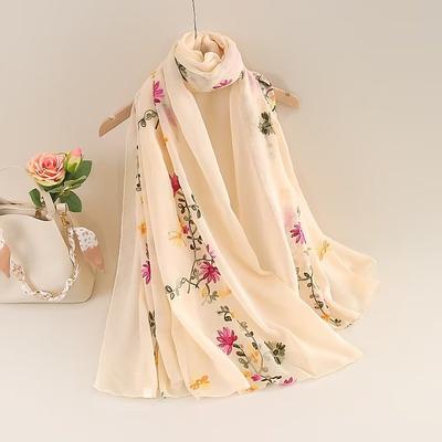 Women's Rectangle Scarf Street Daily Date Beige Black Pink Scarf Floral