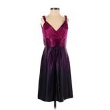 Ann Taylor Factory Cocktail Dress - Formal V Neck Sleeveless: Purple Ombre Dresses - Women's Size 0 Petite