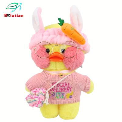 TEMU 13.38in Hyaluronic Acid Pink Duck Mini Doll Toys Cute Cartoon Animals Plush Toy Lalafanfan Cafe Christmas Gifts