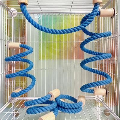 Parrot Cage Cotton Rope Toy, Paw Grinding Bendable Pet Bird Standing Stick, Exercise Perches Toy For Budgies, Parakeet, Hamster & Squirrel, Standing Rope Ladder