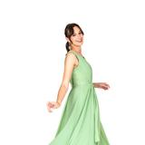 Farah Naz New York Womens Formal Train Chiffon Midi Dress - Green