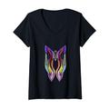 Damen Schmetterling Abstrakt Bunt | Kunst T-Shirt mit V-Ausschnitt