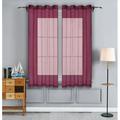 WPM Burgundy Sheer Window Curtain Panels for Bedroom Kitchen Kids Room- Solid Semi Voile Drapes Grommet Living Room Panels. 54 inch wide x 45 inch long Set of 2