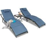 xrboomlife Patio Chaise Lounge Patio Lounge Chairs Set of 3 Outdoor Patio Chairs Sun Chaise Lounge for Backyard Pool Balcony (Blue)