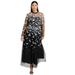 Plus Size Women's Mesh-Overlay Maxi Dress by June+Vie in Botanical Bliss (Size 30/32)