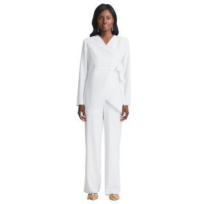 Plus Size Women's 2-Piece Faux Wrap Pantsuit by Jessica London in White (Size 26 W)