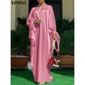 VONDA-Robe en satin à manches longues pour femmes robe d'été élégante robe d'été bohème document