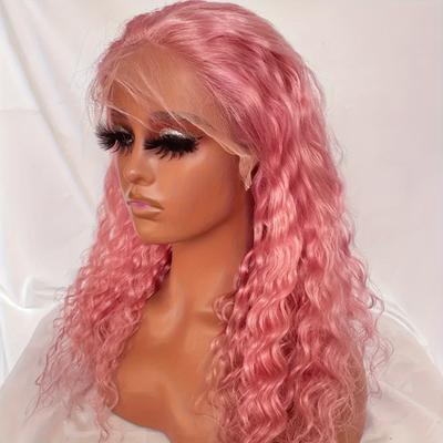 TEMU Synthetic 13*4 Lace Front Wigs Synthetic Long Wavy Hair Lace Front Wigs For Women Pastel Lace Front Wigs Deep Wave Curly Lace Wig For Women