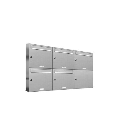 AL Briefkastensysteme 5 Fächer Premium Edelstahl Wand Briefkasten Anlage für Post A4, modern, robust und wetterfest, Artikelnummer: 331V5EA3 Image