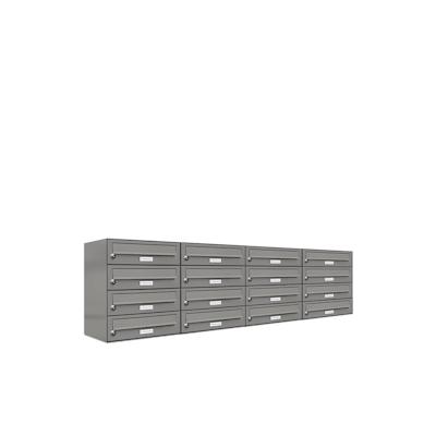 AL Briefkastensysteme 16 Fächer Premium Wand Briefkasten Anlage in RAL 9007 Aluminium Grau, Post A4, robust, wetterfest, Artikelnummer: 132P16EA4 Image