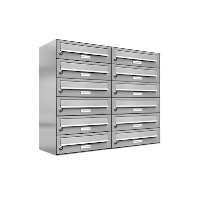AL Briefkastensysteme 12 Fächer Premium Edelstahl Wand Briefkasten Anlage für Post A4, modern, robust und wetterfest, Artikelnummer: 132T12EA2 Image