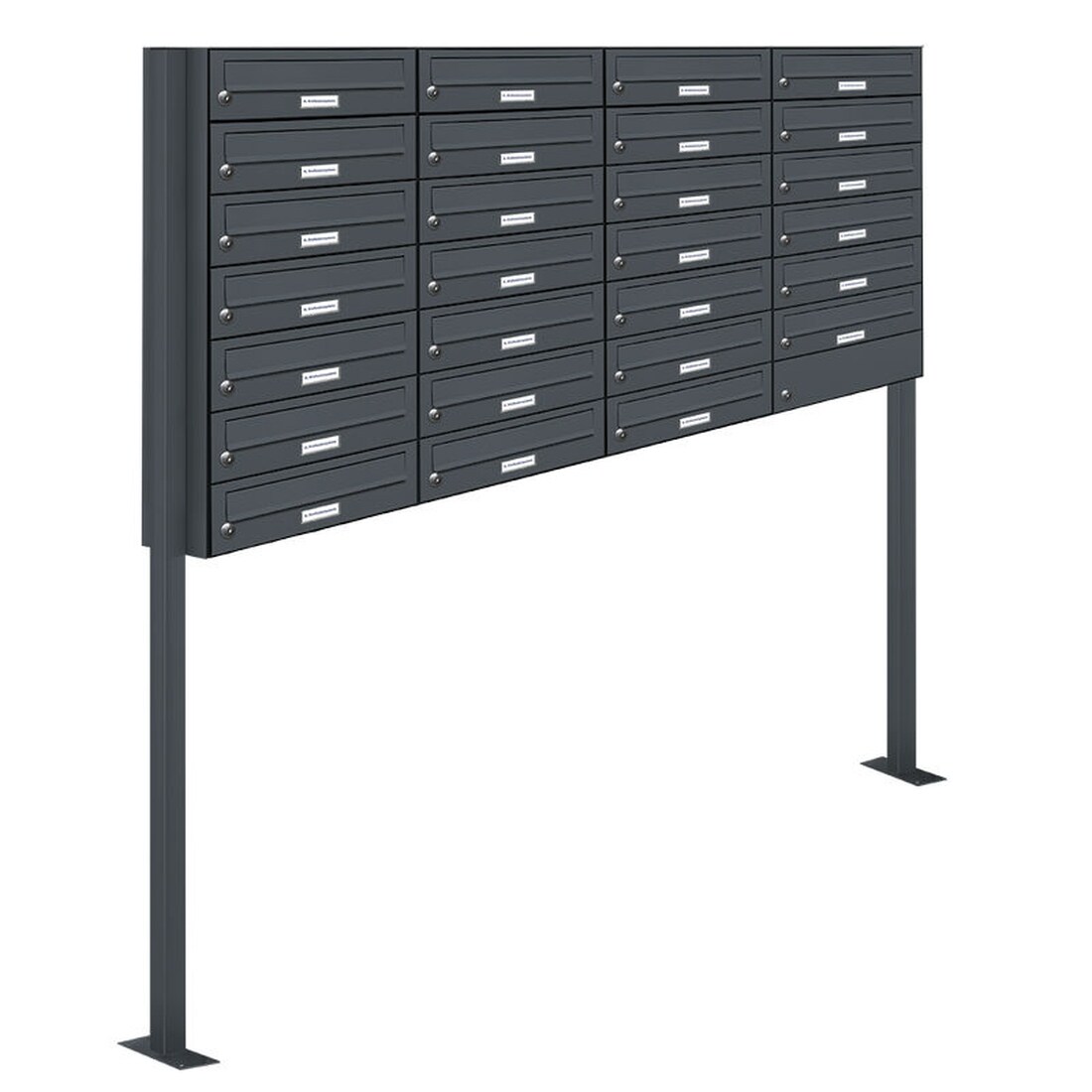 AL Briefkastensysteme 27 Fächer Premium Stand Briefkasten Anlage in RAL 7016 Anthrazit Grau, Post A4, robust, wetterfest, Artikelnummer: 132P27S4P7016 Image