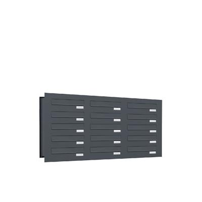 AL Briefkastensysteme 15 Fächer Premium Durchwurf Briefkasten A4 in RAL 7016 Anthrazit Grau, Post A4, robust, wetterfest, Artikelnummer 132P15DV3P7016 Image