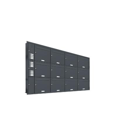 AL Briefkastensysteme 12 Fächer Premium Unterputz Briefkasten Anlage RAL 7016 Anthrazit, Post A4, robust, wetterfest, Artikelnummer: 331P12U4KSP7016 Image