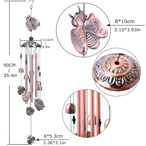 Windspiele aus reinem, handgefertigtem Kupfer, Windspiele mit Tiermotiven für draußen, Kupfer-Windspiele für draußen, Terrassendekoration, Einweihungsgeschenke, Windspiele für draußen, Image