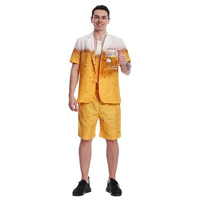 Karneval Oktoberfestbier Kostüm Anzüge Blazer Kurzarm-Shirt Oktoberfest / Bier Deutsch München Wiesn Herren Stoff im traditionellen Stil Oberteil Shorts Image