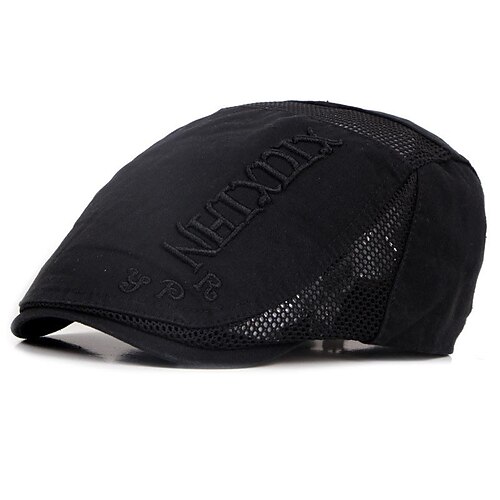 Herren Schiebermütze Ascot-Hut Ballonmütze Schwarz Kaki Polyester Stickerei Modisch Brautkleider schlicht Strasse Täglich Farbblock Buchstabe Einstellbar Sonnenschutz Atmungsaktiv Image