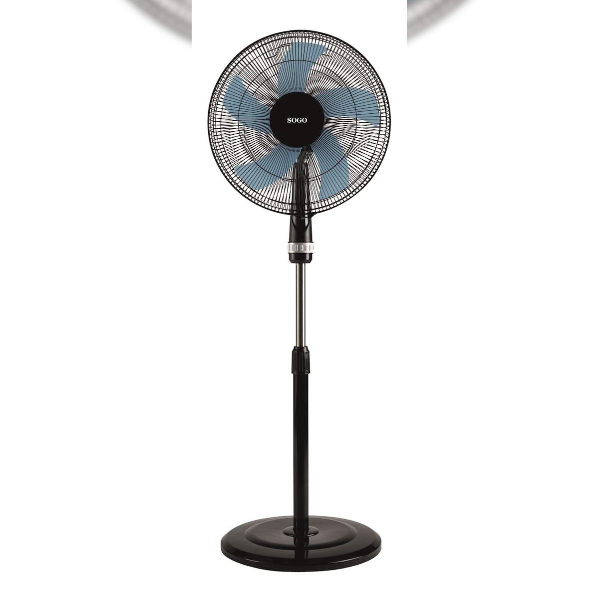 Sogo oszillierender Boden-/Tisch-/Wandventilator /3 in1- 3 Geschwindigkeiten - 5 Flügel - runder Sockel - 16" 40cm - 50w - 50w Image