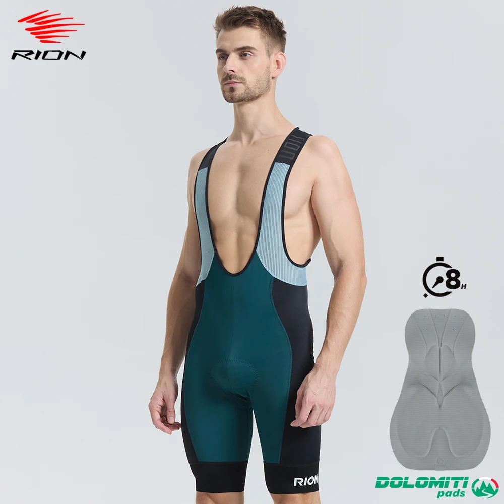 RION – cuissard à bretelles pour hommes, vêtements de vélo, collants pour Sports de plein air, coussinet haute densité, DOLOMITI, équitation longue Distance, 8 heures