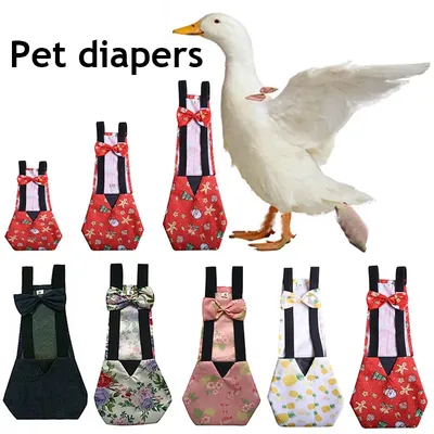 Duck Diapers Goose Flight Suits, Washable Nappy with Elastic Band, Bowknot Design,Cute Chicken