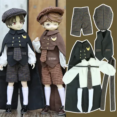 Blyth Doll Clothes Hat Shirt Pants Tie Vest Sock Vintage British Style Cape Set For Ymy, Ob22, Ob24