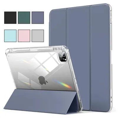 For iPad Case 10.2 9th 8/7/6 10th Generation Pro 11 12.9 2022 Air 13 2024 Clear Pencil Holder Funda