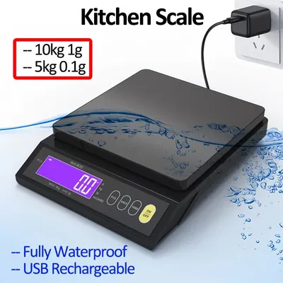 5kg/0.1g 10kg/1g Digital Electronic Kitchen Scale LCD Display Fully Waterproof Stainless Steel