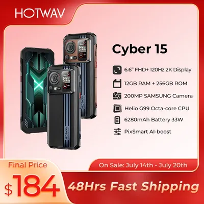 HOTWAV Cyber 15 Rugged Smartphones G99 Gaming Phones 200MP Outdoor Shooting Cellphones On Sale 6.6'' FHD+ 120Hz 12GB 256GB