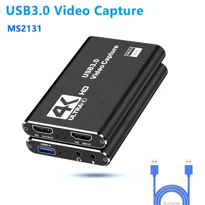 USB3.0 MS2131 Video Capture Card with 4K Loop-Out 1080p 60fps Video Recorder for Streaming Nintendo